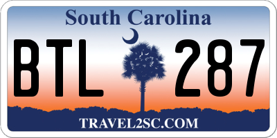 SC license plate BTL287