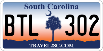 SC license plate BTL302