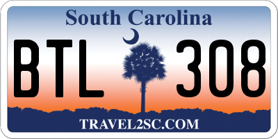 SC license plate BTL308