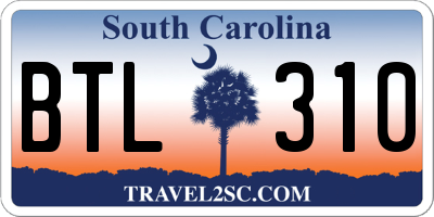 SC license plate BTL310