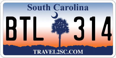 SC license plate BTL314
