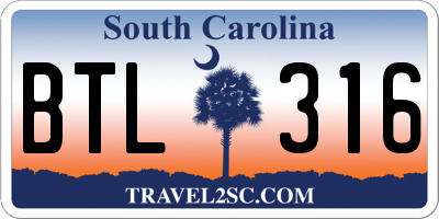 SC license plate BTL316