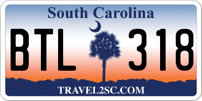 SC license plate BTL318