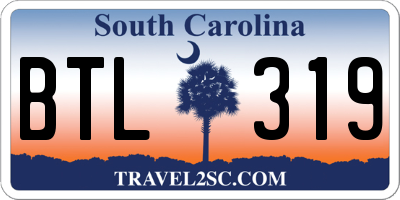 SC license plate BTL319