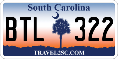 SC license plate BTL322