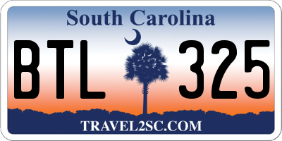SC license plate BTL325