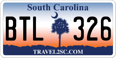 SC license plate BTL326