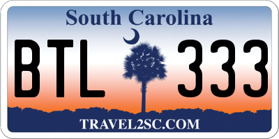 SC license plate BTL333