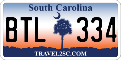 SC license plate BTL334