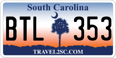 SC license plate BTL353