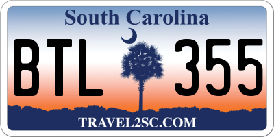 SC license plate BTL355