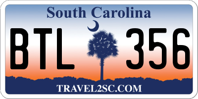 SC license plate BTL356