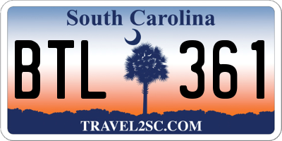 SC license plate BTL361