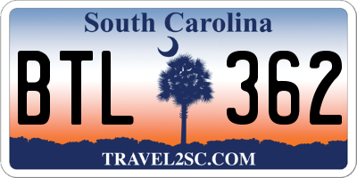 SC license plate BTL362