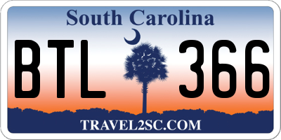 SC license plate BTL366
