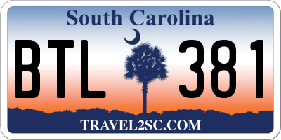 SC license plate BTL381