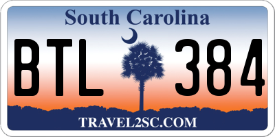 SC license plate BTL384