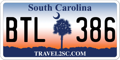 SC license plate BTL386