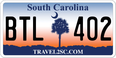 SC license plate BTL402