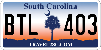 SC license plate BTL403