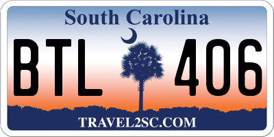 SC license plate BTL406