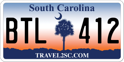 SC license plate BTL412
