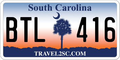 SC license plate BTL416