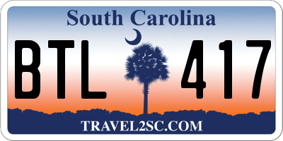SC license plate BTL417