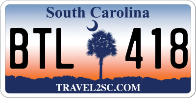 SC license plate BTL418