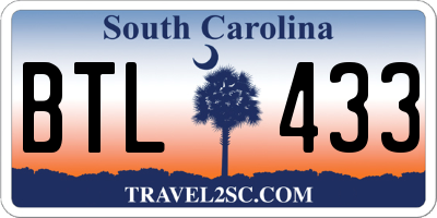 SC license plate BTL433