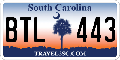 SC license plate BTL443