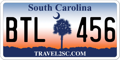 SC license plate BTL456