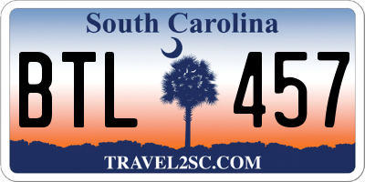 SC license plate BTL457