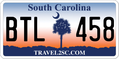 SC license plate BTL458