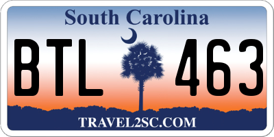 SC license plate BTL463
