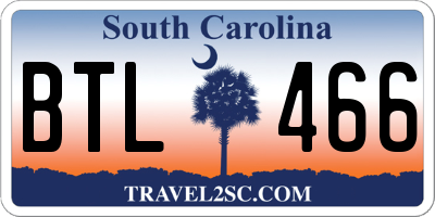SC license plate BTL466