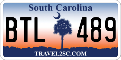SC license plate BTL489