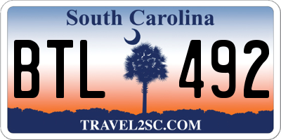 SC license plate BTL492