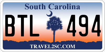 SC license plate BTL494