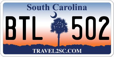 SC license plate BTL502