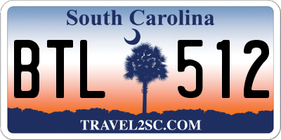 SC license plate BTL512