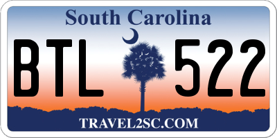 SC license plate BTL522
