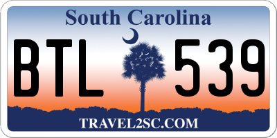 SC license plate BTL539