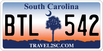 SC license plate BTL542