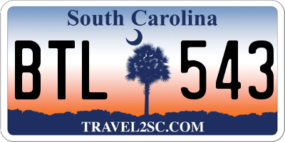 SC license plate BTL543
