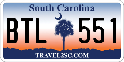 SC license plate BTL551