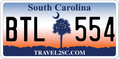 SC license plate BTL554