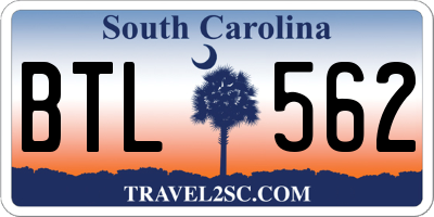 SC license plate BTL562