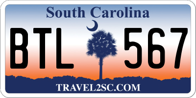 SC license plate BTL567