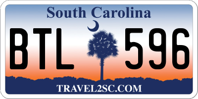 SC license plate BTL596